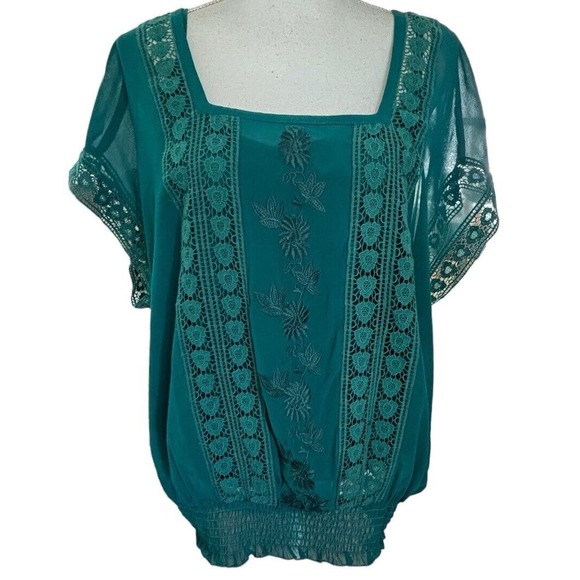 Daniel Rainn Tops - Daniel Rainn Anthropologie Solid Teal V-Neck Banded Bottom Blouse Sz XL W Tank